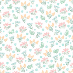 Cute simple Floral pattern in the small blue, purple flower. Seamless vector texture. Printing with small blue flowers. spring flowers, summer flowers.