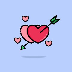 Heart with arrow icon. Valentines day vector  icon , Cupid dart pierced to the heart. Arrow of cupid, Love symbol with arrow. Happy Valentines day vector design
