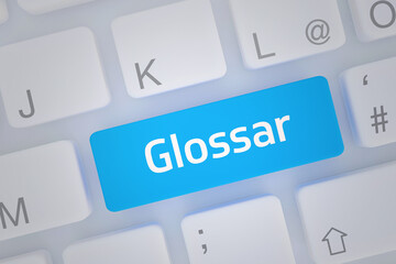 Glossar. Computer Tastatur mit Wort auf Taste im Fokus - obrazy, fototapety, plakaty