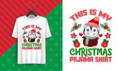 this is my Christmas pajama t-shirt vector design cute penguin Santa