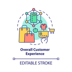 Fototapeta premium Overall customer experience concept icon. Touchless system abstract idea thin line illustration. Isolated outline drawing. Editable stroke. Roboto-Medium, Myriad Pro-Bold fonts used