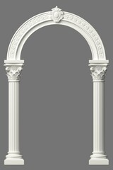 Classic antique arch portal with columns in room - obrazy, fototapety, plakaty