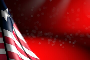 wonderful picture of Liberia flag hangs in corner on red with soft focus and empty space for content - any holiday flag 3d illustration.. - Powered by Adobe