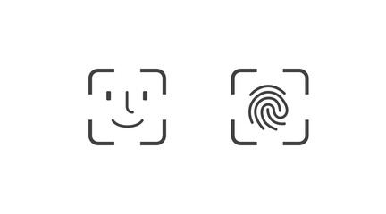 Touch id and face id on mobile device vector icon. Vector isolated editable illustration