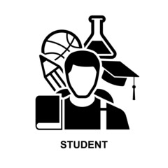 Student icon isolated on white background vector illustration.