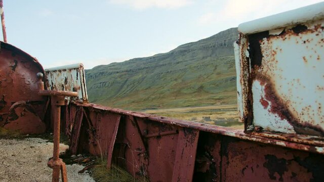 Abandoned shipwreck Gardar BA 64 , oldest steel ship from Iceland called ghost ship
