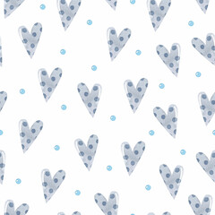 Grey hearts with polka dot seamless pattern  © Uli Prozorova