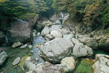 愛媛県西条市　加茂川上流の風景