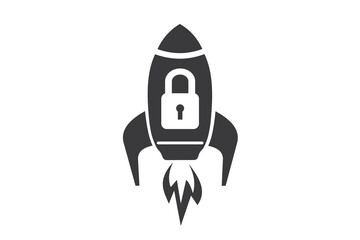rocket with an lock icon on white background for website, application, printing, document, poster design, etc. vector EPS10