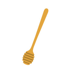 Honey dipper flat illustration. Wooden honey stick isolated on white. Cartoon vector image.