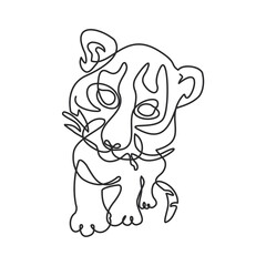 One line tiger. Symbol of 2022 on the Eastern calendar
