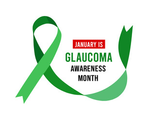 January is Glaucoma Awareness Month. Illustration with green ribbon