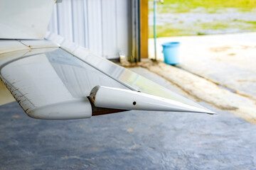 Close-up of part of the fuselage of a small aircraft