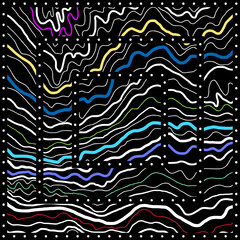 Wave lines pattern. White lines on black background. Creative frame. Abstract vector texture for graphic and web design
