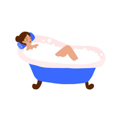 Woman taking a bath illustration