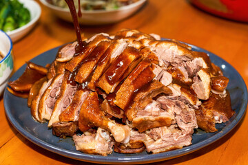 A delicious Chinese dish, marinated duck in sauce