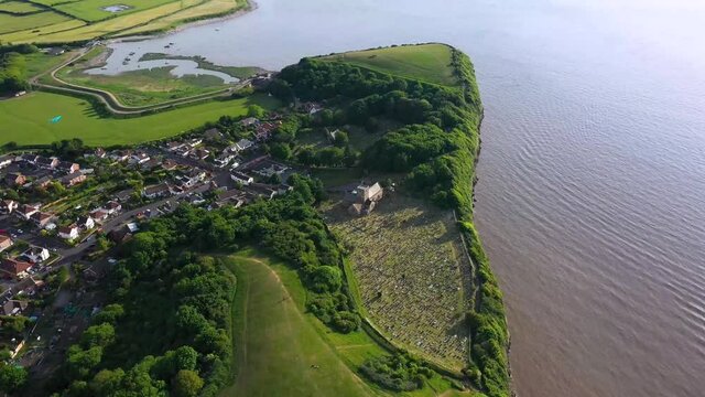 Drone fly video of Clevedon village UK south west seaside town