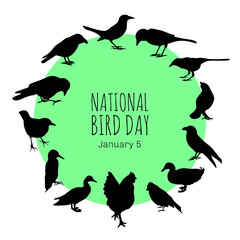 National bird day illustration with text on white background