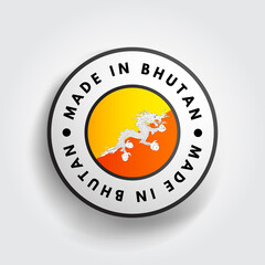 Made in Bhutan text emblem badge, concept background