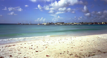 White sandy beaches on the Caribbean island of Barbados