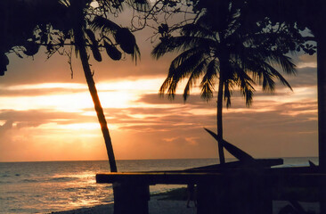 A tropical sunset sky in the island of Barbados in the West Indies