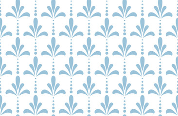 Flower geometric pattern. Seamless vector background. White and blue ornament