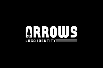 Typography Initials A arrows With Spear Head Archer Gear Hunter Logo
