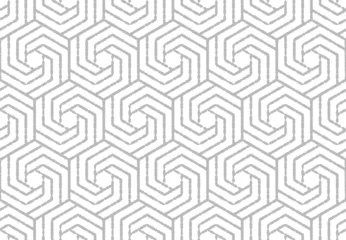 Behang Abstract geometrisch patroon met strepen, lijnen. Naadloze vectorachtergrond. Wit en grijs ornament. Eenvoudig rooster grafisch ontwerp. © ELENA