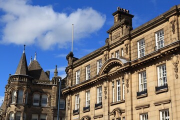 Fototapeta na wymiar British gritstone buildings in Huddersfield
