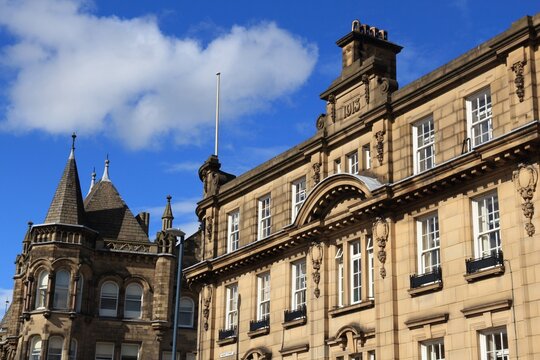 British gritstone buildings in Huddersfield