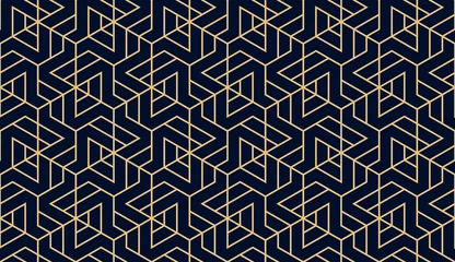  Abstracte geometrische patroon. Een naadloze vectorachtergrond. Goud en zwart ornament. Grafisch modern patroon. Eenvoudig rooster grafisch ontwerp © ELENA