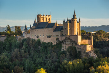View of the Alcazar of Segovia by the sunset - Segovia, Spain