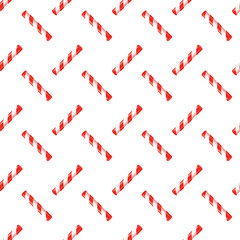 seamless pattern with red and white striped candy sticks. Sweets pattern