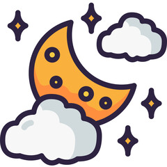cloudy night line icon