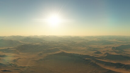 realistic surface of an alien planet, view from the surface of an exo-planet, canyons on an alien planet, stone planet, desert planet 3d render