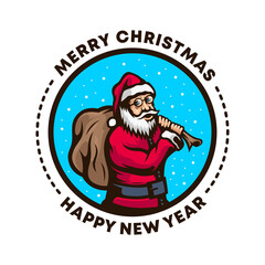 Santa Claus Holding a Bag Christmas Illustration