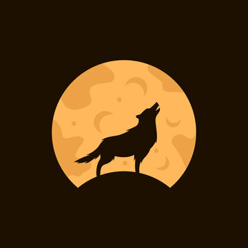 Wolf Moon Minimalistic Illustration Logo