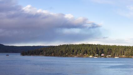 Gulf Islands on West Coast of Pacific Ocean during Sunny Winter Day. near Victoria, Vancouver Island, British Columbia, Canada.
