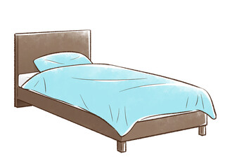 青緑のベッド