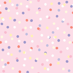 Colorful festive confetti vector pattern, seamless repeat design. Trendy minimal style. Great for fabrics, greeting cards, wallpapers, gift wrapping paper, social media, web page , surfaces etc.