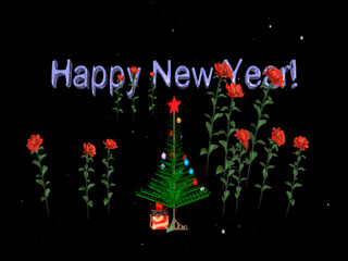 Mysterious Christmas tree with roses