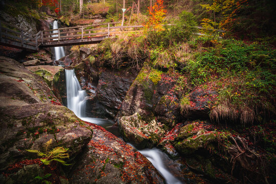Hochfall Waterfall near Bodenmais in the Bavarian Forest, Germany