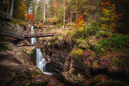 Hochfall Waterfall near Bodenmais in the Bavarian Forest, Germany