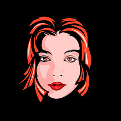 woman face and hair style vector