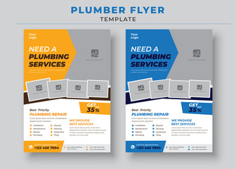 Need A Plumbing Services, Plumber Service Flyer Template, Handyman and Plumber Services Flyer