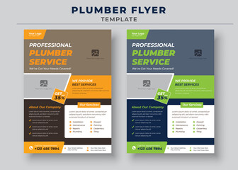 Obraz premium Professional Plumber Service, Plumber Service Flyer Template, Handyman and Plumber Services Flyer