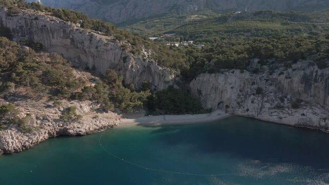 Aerial view on Nugal Beach. Croatia, Makarska Riviera, nudist beach