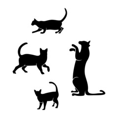 Cat silhouette vector, black cat silhouette, set of cat, black cats, cats, black silhouette of cats