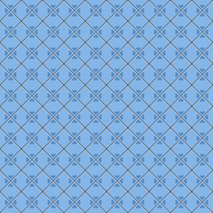 simple vector pixel art seamless pattern of minimalistic blue rhomboid tile grid with heart shapes