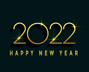 Fototapeta na wymiar Happy New Year 2022 Abstract Vector Holiday Illustration Design Gold With Green Background